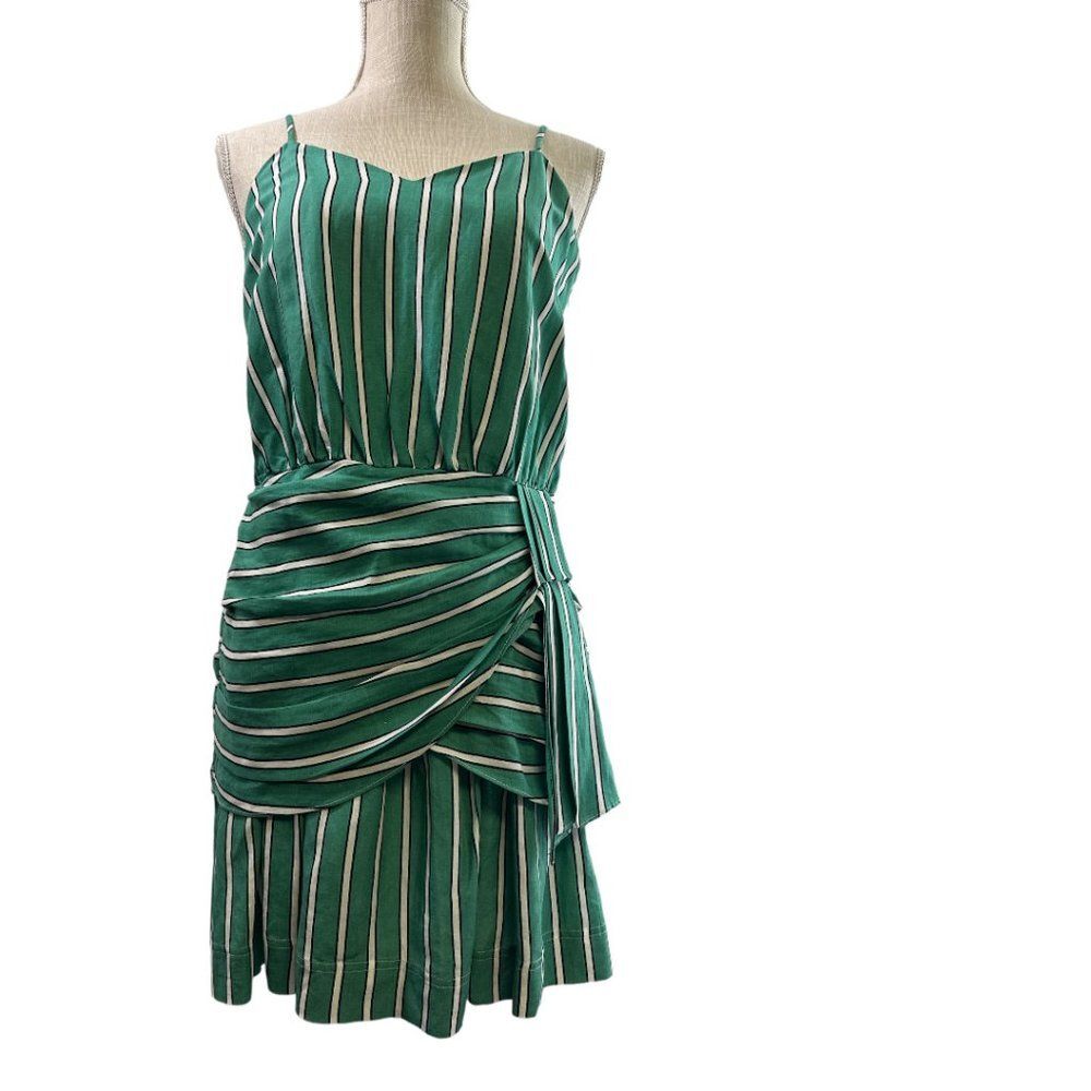 Derek Lam Green and White Stripe Mini Dress Size 4 Coastal Preppy